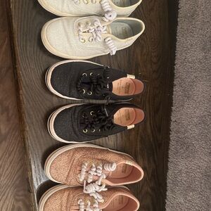 Keds Glitter Triple-Pack Sneakers in Black, Rose Gold & Champagne